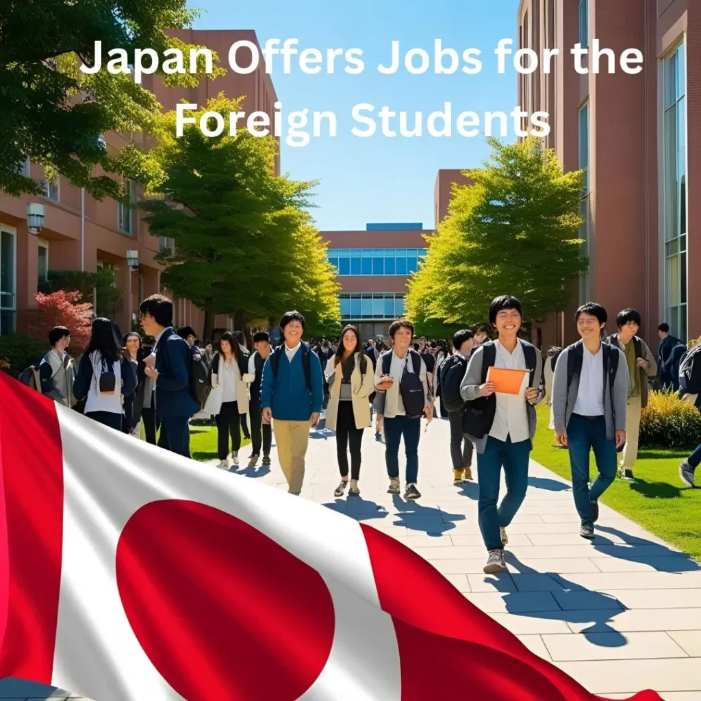 flag of japan and student walking in the university