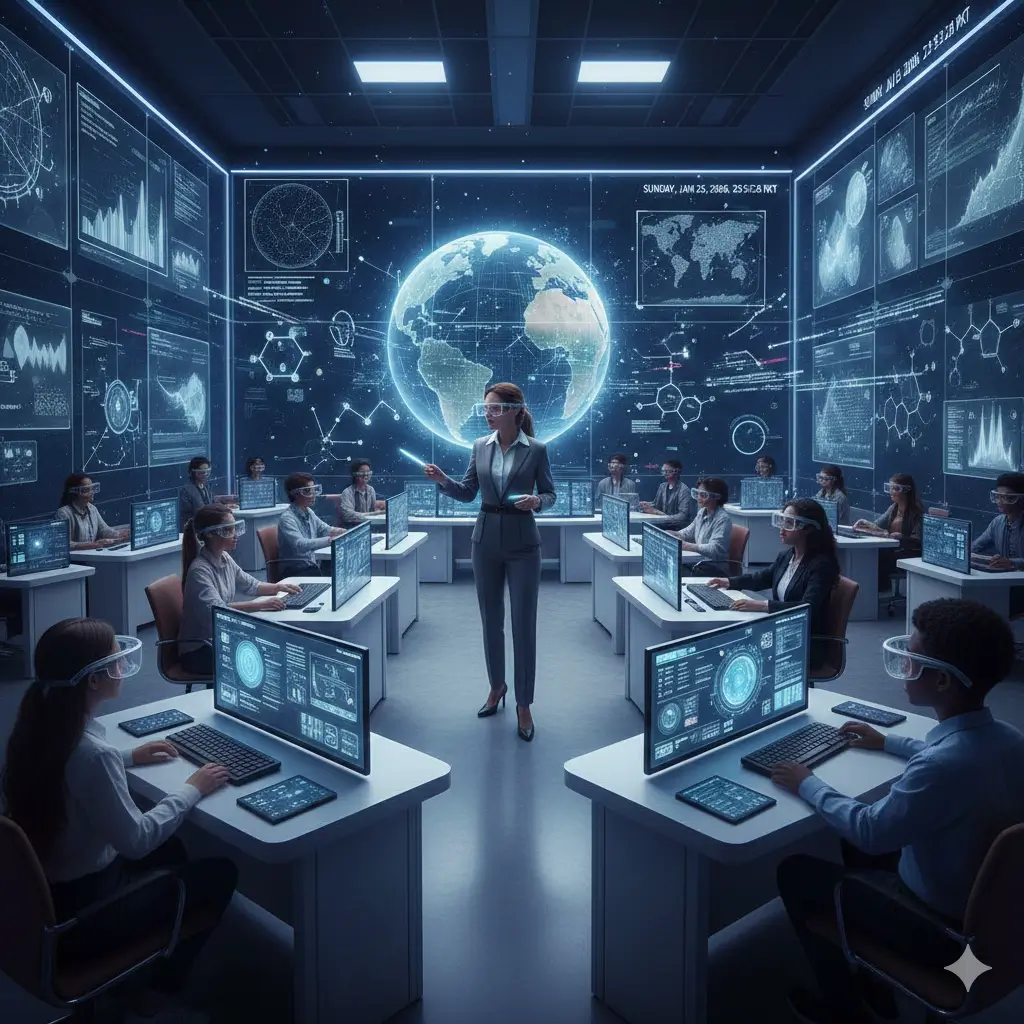 classroom with digital teaching