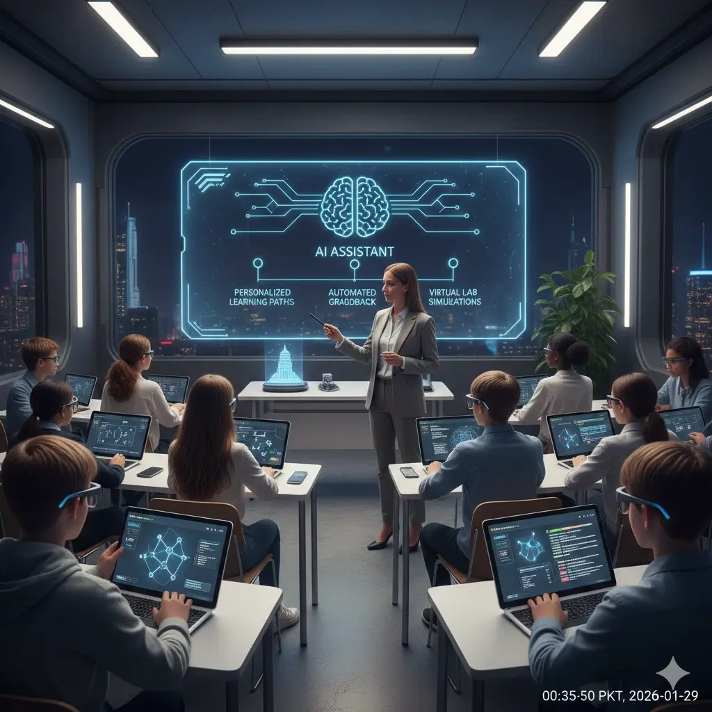 How teachers can use AI. An imaginary classroom