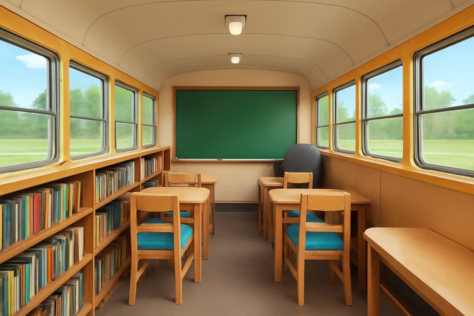 class room in bus